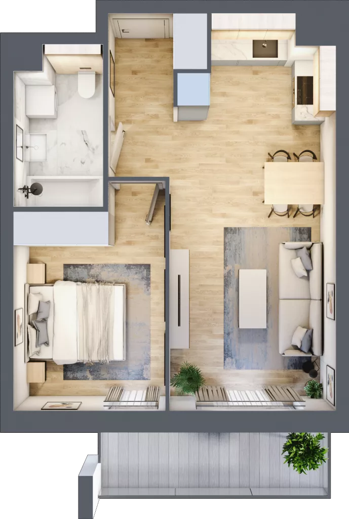 2 pokoje, mieszkanie 41,41 m², piętro 3, oferta nr S2.G.3.4, ATAL Idea Swarzędz II, Swarzędz, ul. Tabaki