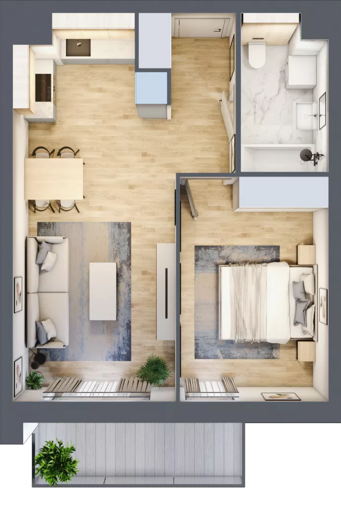 2 pokoje, mieszkanie 42,50 m², piętro 3, oferta nr S2.J.3.2, ATAL Idea Swarzędz II, Swarzędz, ul. Tabaki