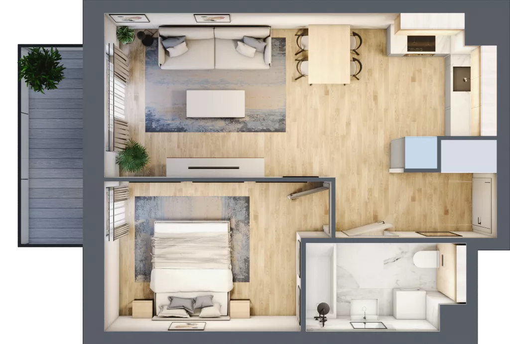 2 pokoje, mieszkanie 41,53 m², piętro 5, oferta nr S2.H.5.2, ATAL Idea Swarzędz II, Swarzędz, ul. Tabaki