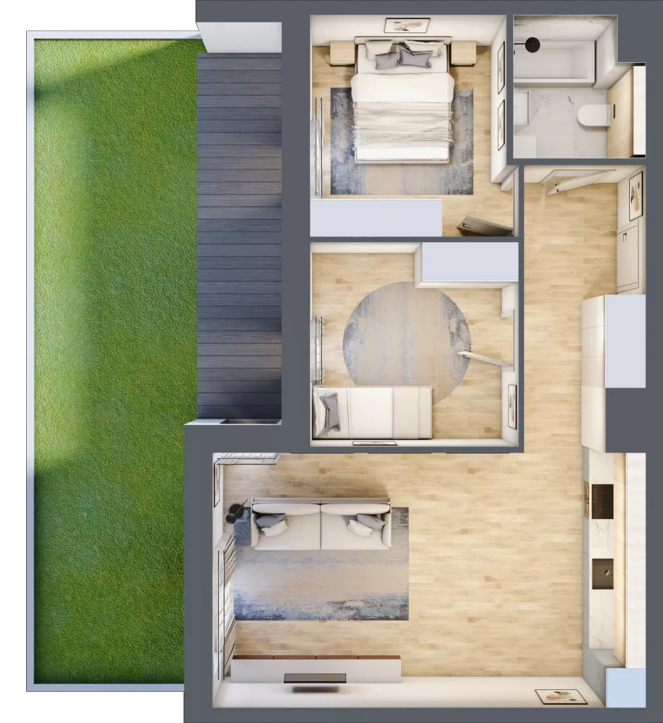 3 pokoje, mieszkanie 57,74 m², parter, oferta nr 2B.0.29, Nowa Francuska IIA, Katowice, Osiedle Paderewskiego-Muchowiec, Muchowiec, ul. Szybowcowa