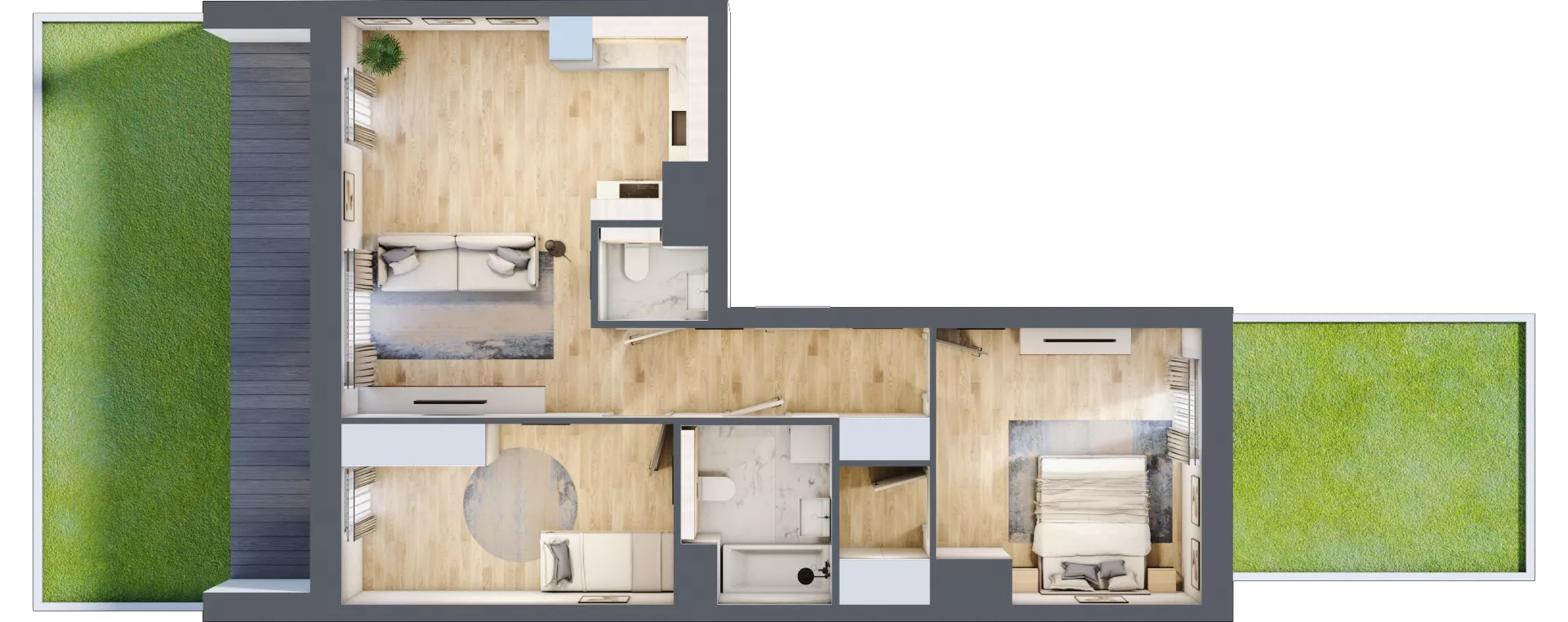 3 pokoje, mieszkanie 64,71 m², parter, oferta nr 2C.0.67, Nowa Francuska IIA, Katowice, Osiedle Paderewskiego-Muchowiec, Muchowiec, ul. Szybowcowa