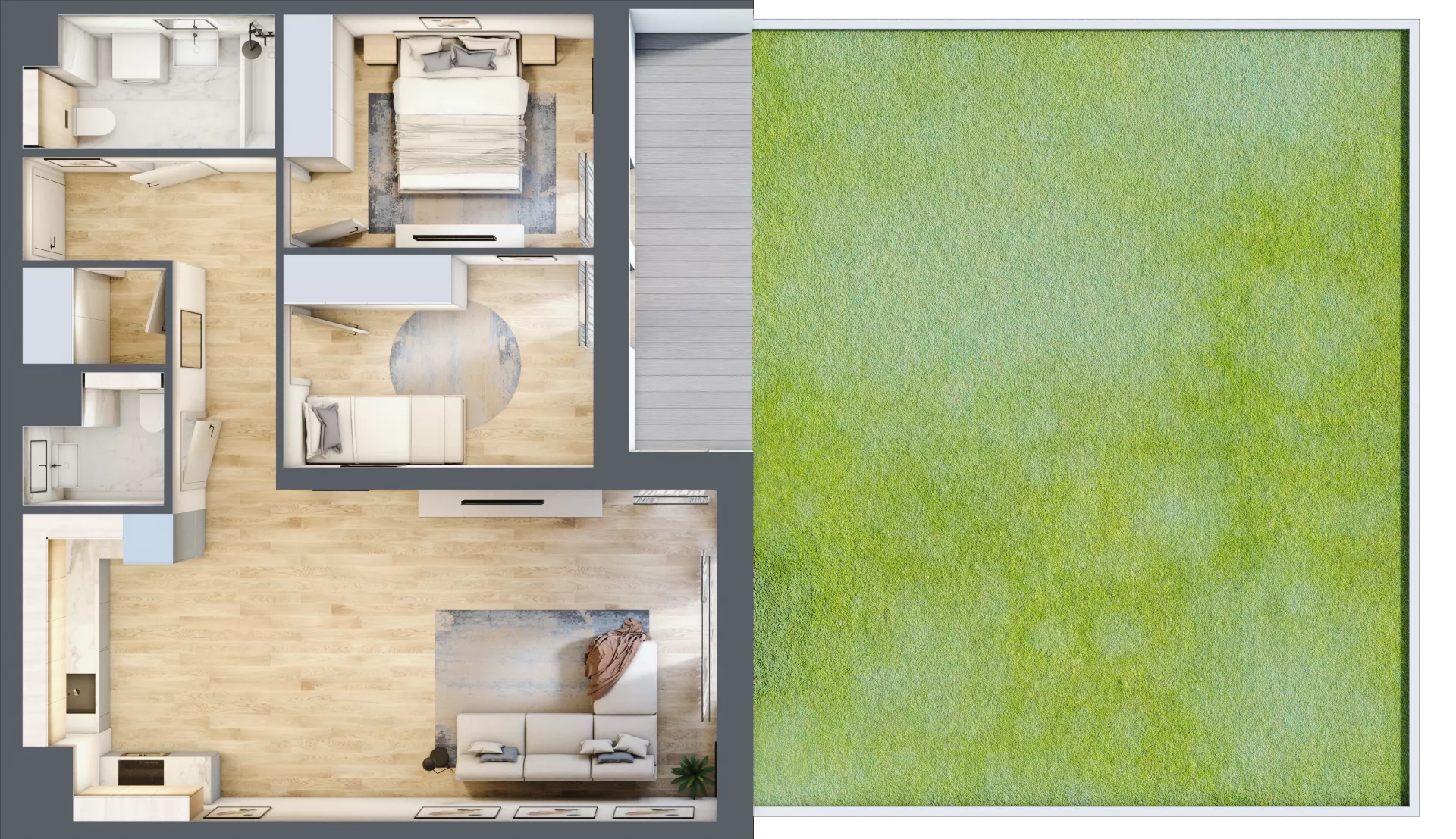 3 pokoje, mieszkanie 68,48 m², parter, oferta nr 2C.0.73, Nowa Francuska IIA, Katowice, Osiedle Paderewskiego-Muchowiec, Muchowiec, ul. Szybowcowa