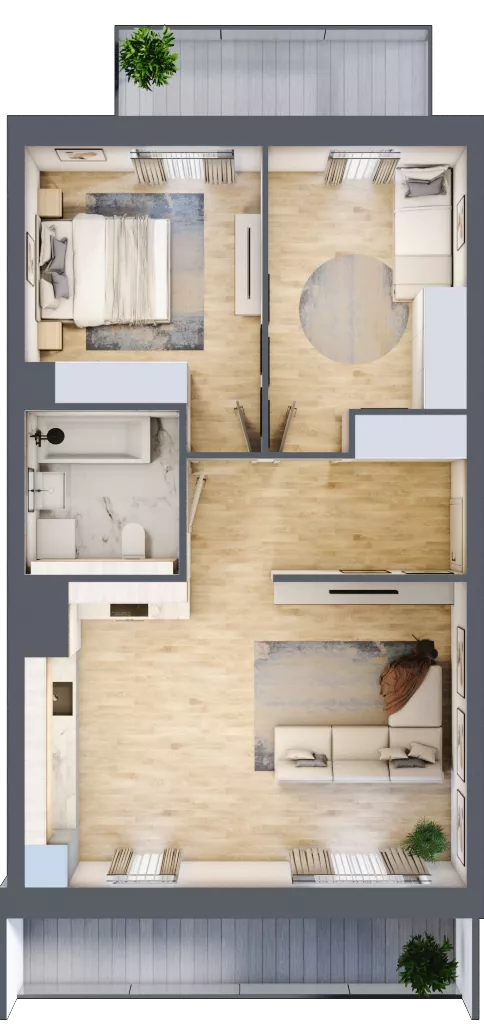 3 pokoje, mieszkanie 64,02 m², piętro 1, oferta nr 2A.1.06, Nowa Francuska IIA, Katowice, Osiedle Paderewskiego-Muchowiec, Muchowiec, ul. Szybowcowa