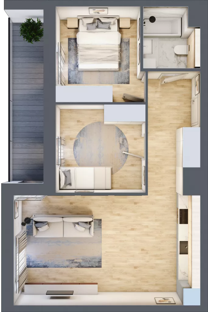 3 pokoje, mieszkanie 57,74 m², piętro 1, oferta nr 2B.1.33, Nowa Francuska IIA, Katowice, Osiedle Paderewskiego-Muchowiec, Muchowiec, ul. Szybowcowa