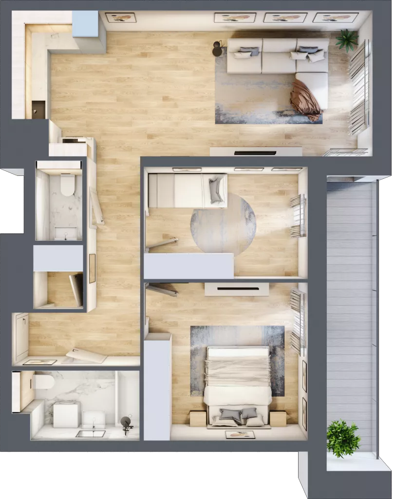 3 pokoje, mieszkanie 67,85 m², piętro 1, oferta nr 2C.1.82, Nowa Francuska IIA, Katowice, Osiedle Paderewskiego-Muchowiec, Muchowiec, ul. Szybowcowa