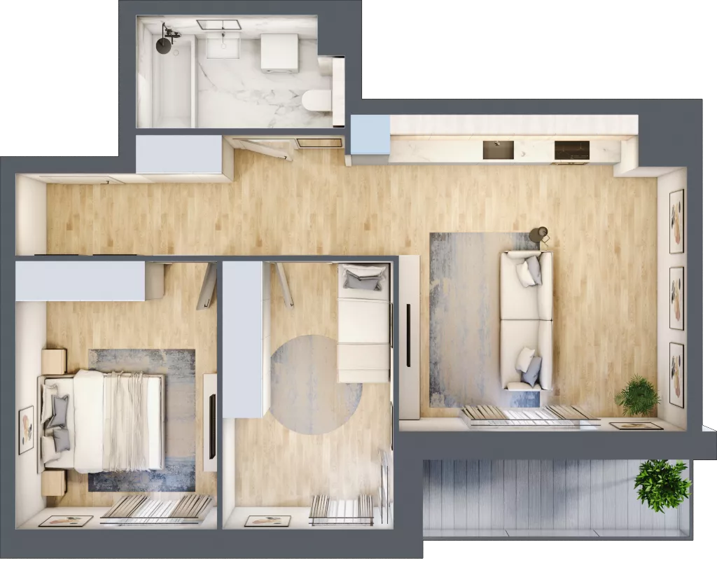 3 pokoje, mieszkanie 58,49 m², piętro 2, oferta nr 2B.2.35, Nowa Francuska IIA, Katowice, Osiedle Paderewskiego-Muchowiec, Muchowiec, ul. Szybowcowa