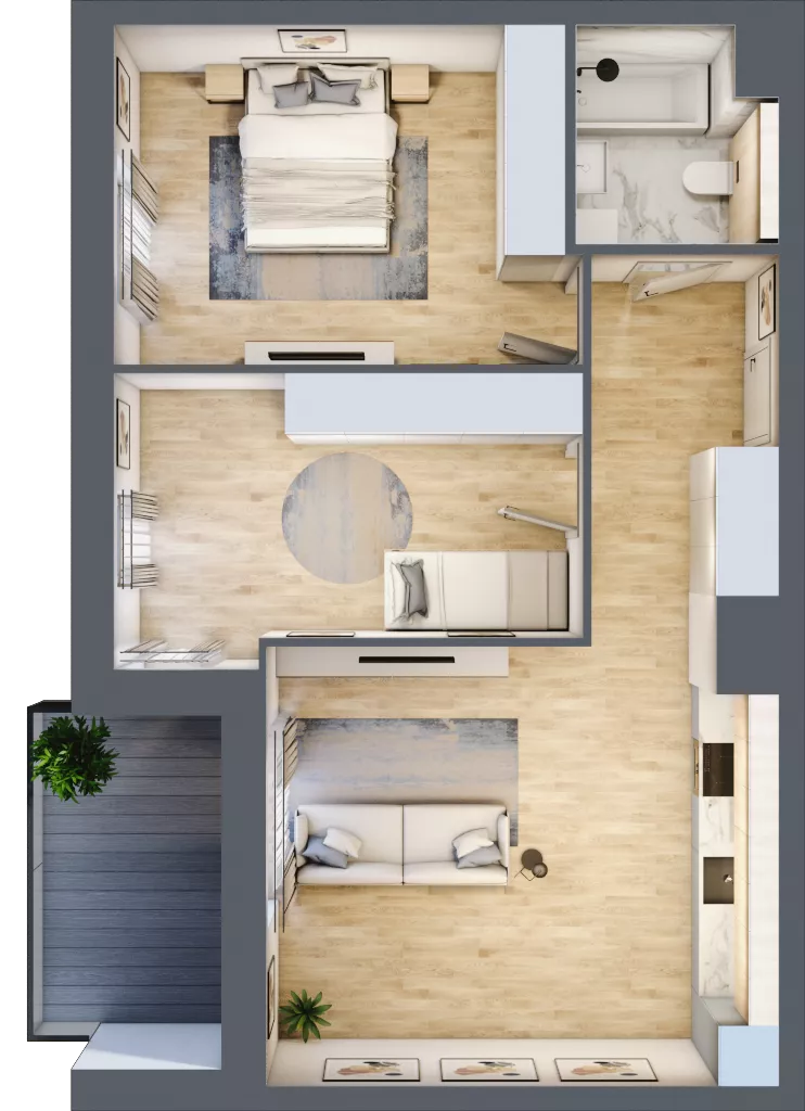 3 pokoje, mieszkanie 61,32 m², piętro 2, oferta nr 2B.2.37, Nowa Francuska IIA, Katowice, Osiedle Paderewskiego-Muchowiec, Muchowiec, ul. Szybowcowa