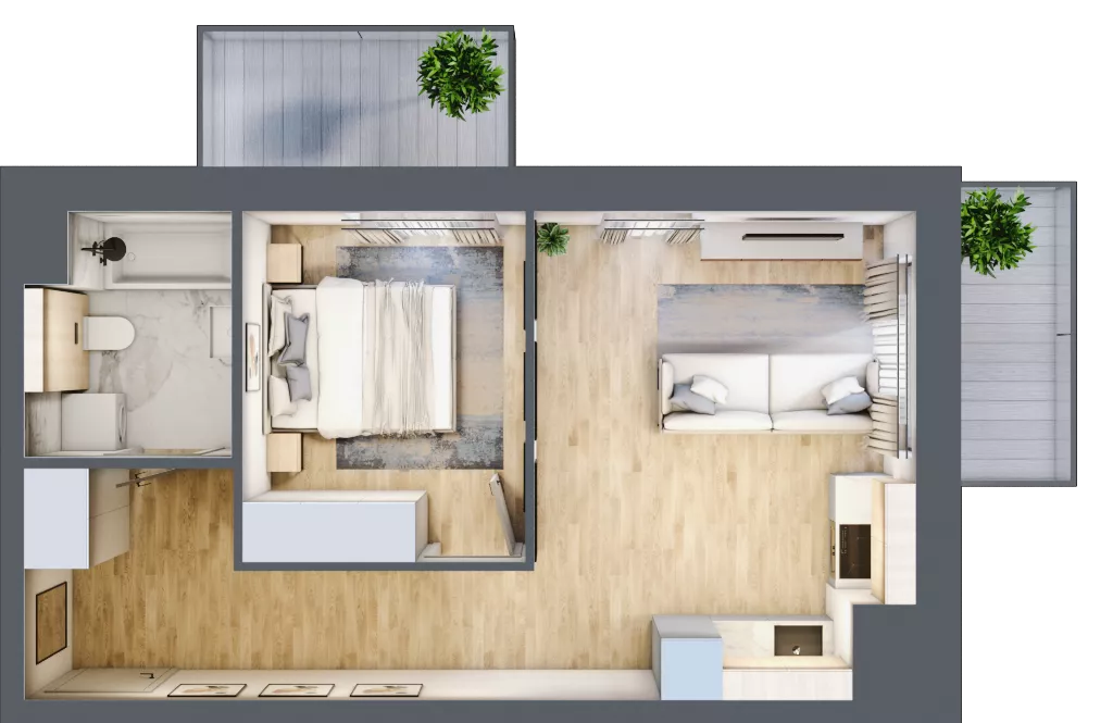 2 pokoje, mieszkanie 39,40 m², piętro 2, oferta nr 2C.2.88, Nowa Francuska IIA, Katowice, Osiedle Paderewskiego-Muchowiec, Muchowiec, ul. Szybowcowa