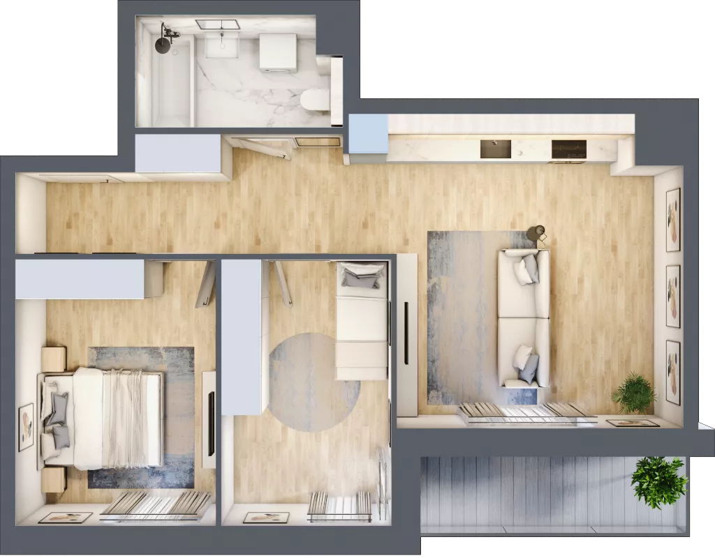 3 pokoje, mieszkanie 58,49 m², piętro 3, oferta nr 2B.3.39, Nowa Francuska IIA, Katowice, Osiedle Paderewskiego-Muchowiec, Muchowiec, ul. Szybowcowa