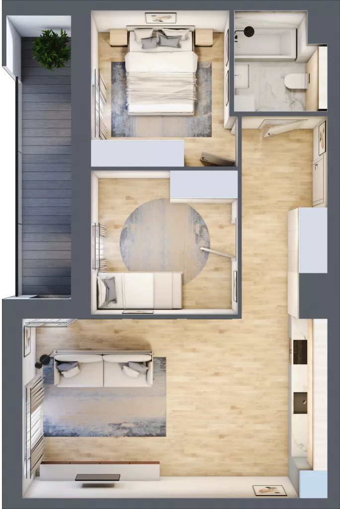 3 pokoje, mieszkanie 57,74 m², piętro 3, oferta nr 2B.3.41, Nowa Francuska IIA, Katowice, Osiedle Paderewskiego-Muchowiec, Muchowiec, ul. Szybowcowa