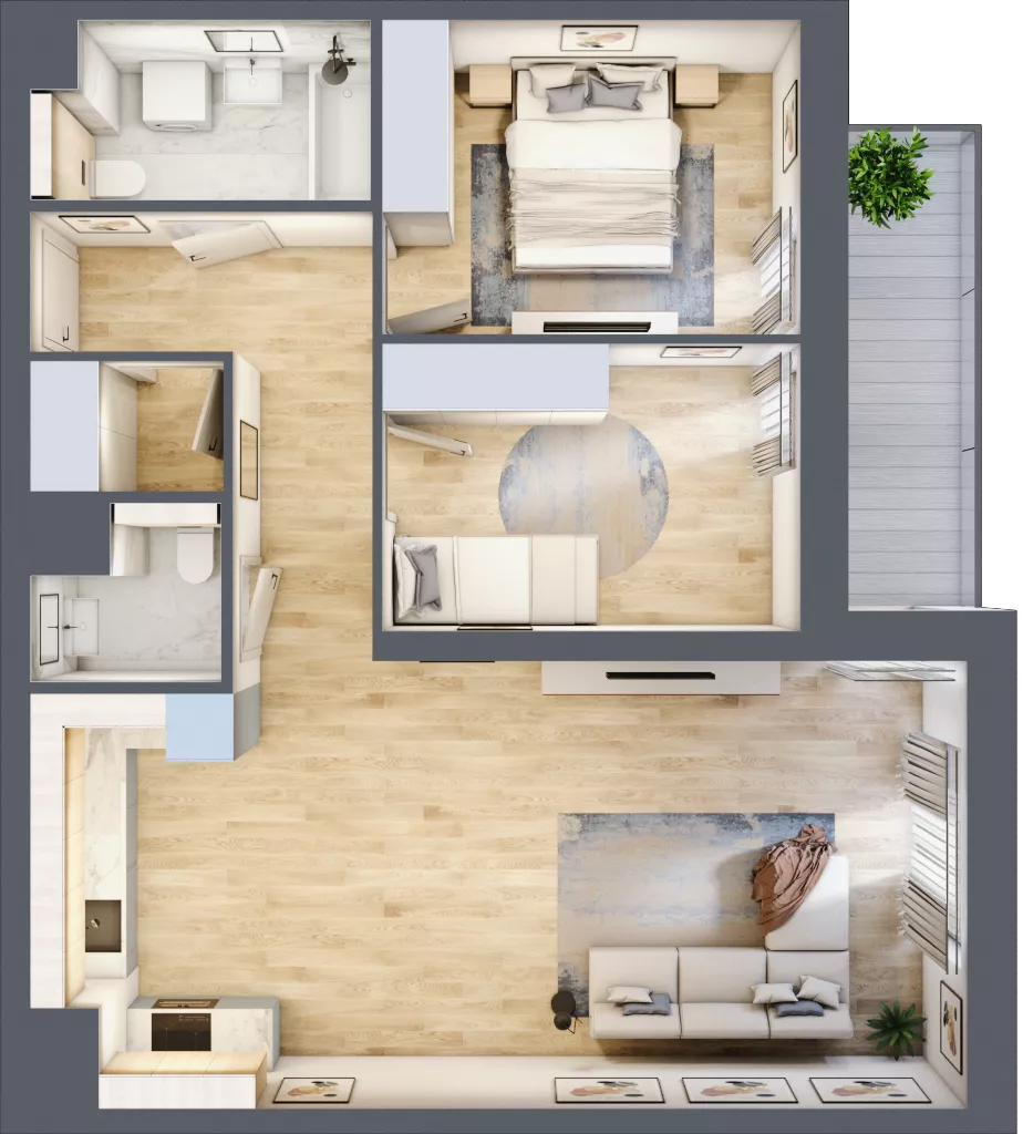 3 pokoje, mieszkanie 68,48 m², piętro 3, oferta nr 2C.3.98, Nowa Francuska IIA, Katowice, Osiedle Paderewskiego-Muchowiec, Muchowiec, ul. Szybowcowa