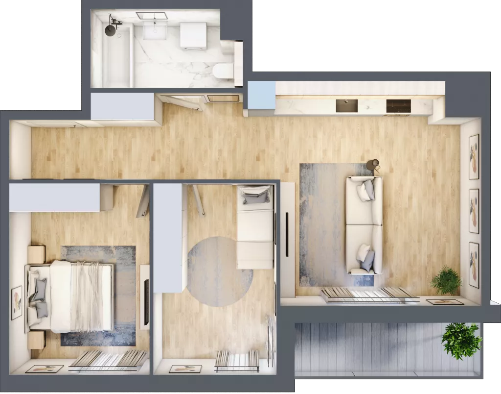 3 pokoje, mieszkanie 59,89 m², piętro 4, oferta nr 2B.4.43, Nowa Francuska IIA, Katowice, Osiedle Paderewskiego-Muchowiec, Muchowiec, ul. Szybowcowa