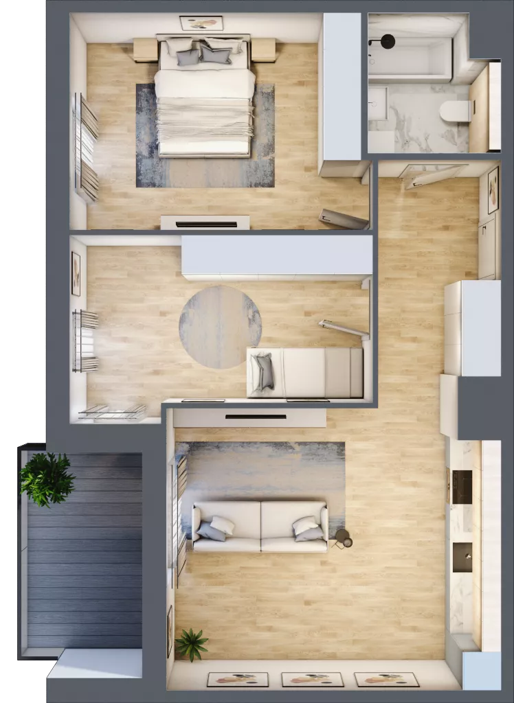 3 pokoje, mieszkanie 62,58 m², piętro 4, oferta nr 2B.4.45, Nowa Francuska IIA, Katowice, Osiedle Paderewskiego-Muchowiec, Muchowiec, ul. Szybowcowa