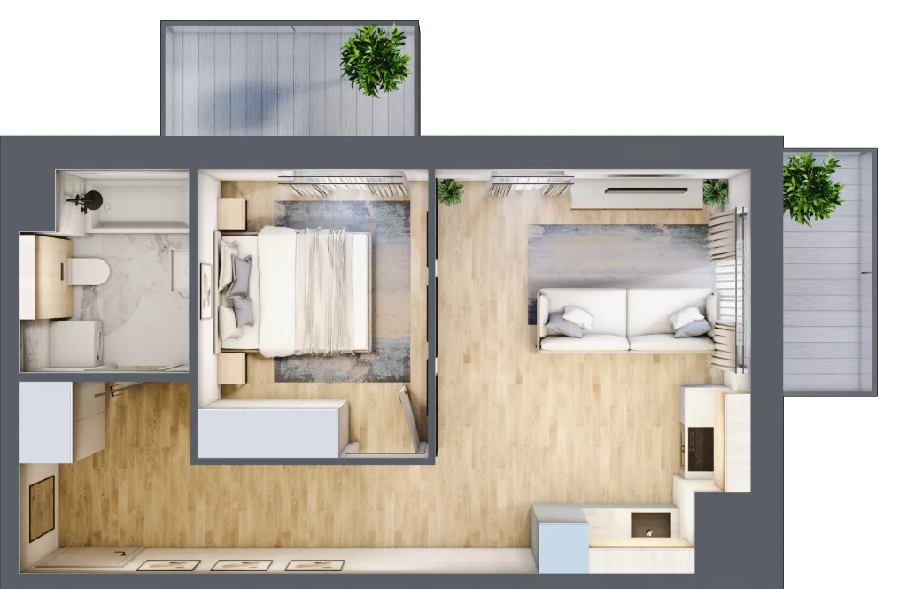2 pokoje, mieszkanie 40,46 m², piętro 4, oferta nr 2C.4.106, Nowa Francuska IIA, Katowice, Osiedle Paderewskiego-Muchowiec, Muchowiec, ul. Szybowcowa