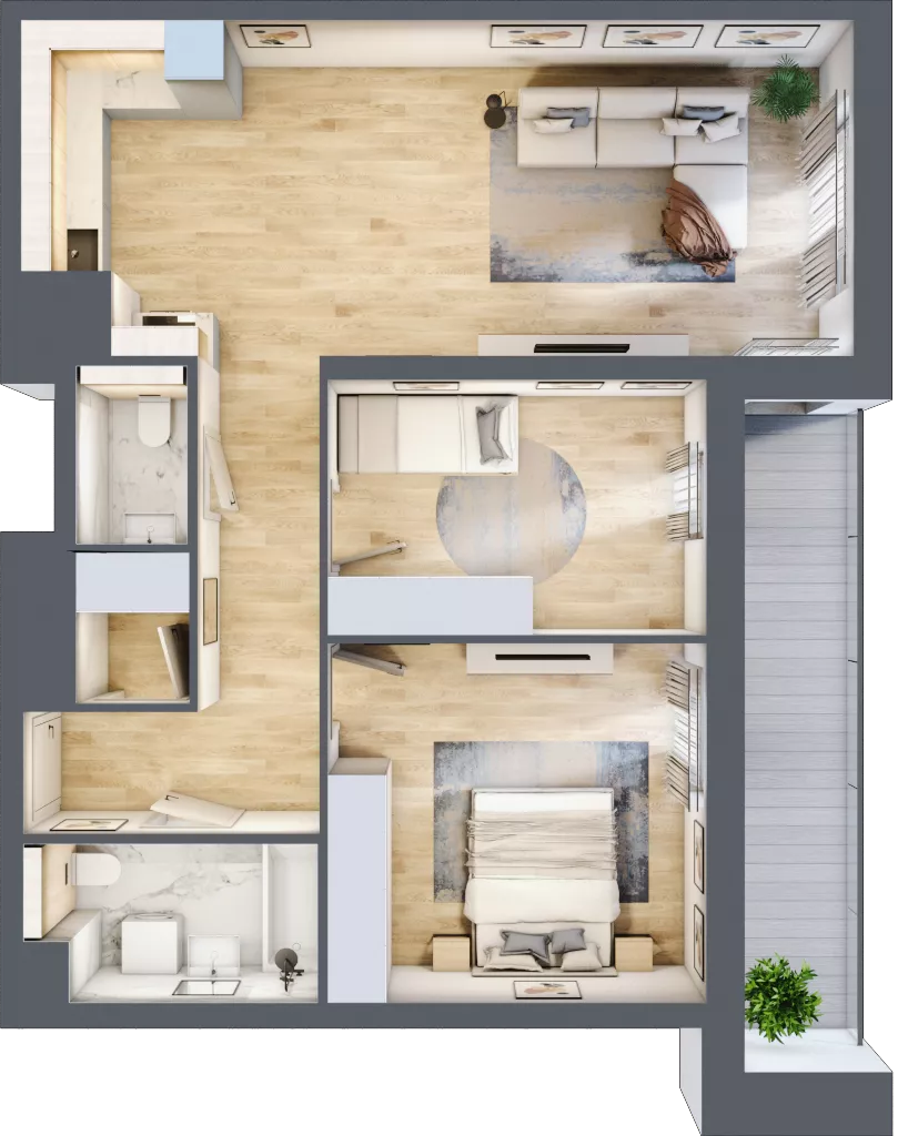 3 pokoje, mieszkanie 69,10 m², piętro 4, oferta nr 2C.4.108, Nowa Francuska IIA, Katowice, Osiedle Paderewskiego-Muchowiec, Muchowiec, ul. Szybowcowa