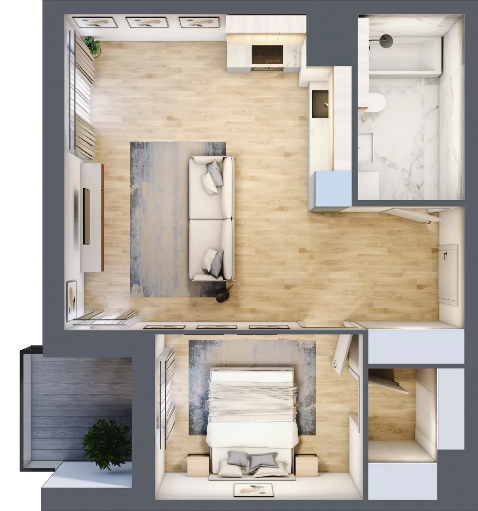 2 pokoje, mieszkanie 48,56 m², piętro 5, oferta nr 2C.5.111, Nowa Francuska IIA, Katowice, Osiedle Paderewskiego-Muchowiec, Muchowiec, ul. Szybowcowa