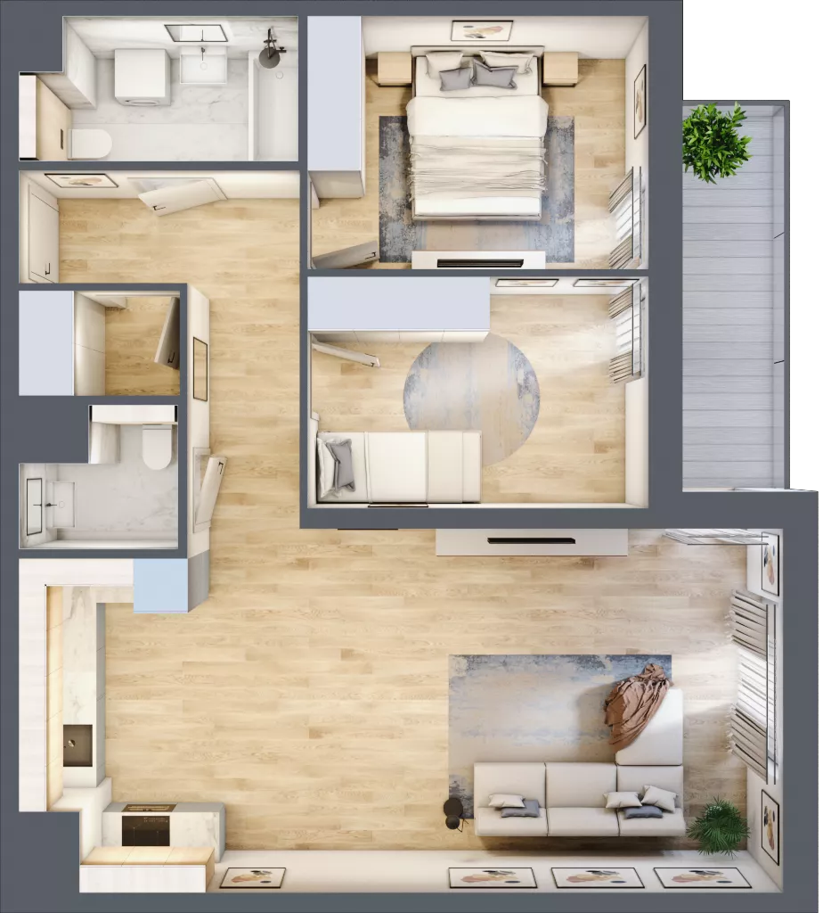 3 pokoje, mieszkanie 69,84 m², piętro 5, oferta nr 2C.5.116, Nowa Francuska IIA, Katowice, Osiedle Paderewskiego-Muchowiec, Muchowiec, ul. Szybowcowa