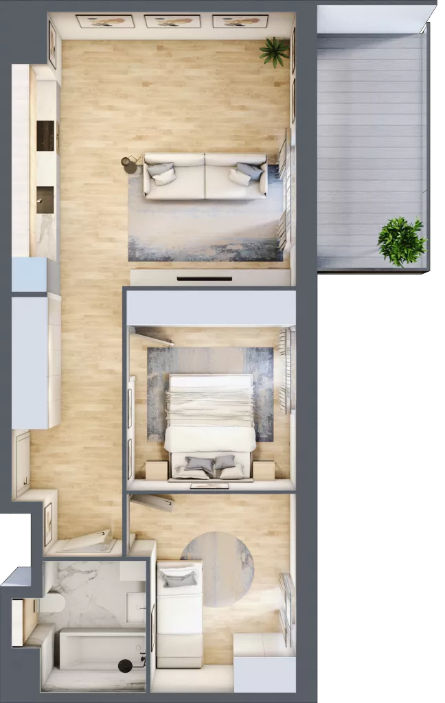 3 pokoje, mieszkanie 55,34 m², piętro 6, oferta nr 2B.6.55, Nowa Francuska IIA, Katowice, Osiedle Paderewskiego-Muchowiec, Muchowiec, ul. Szybowcowa