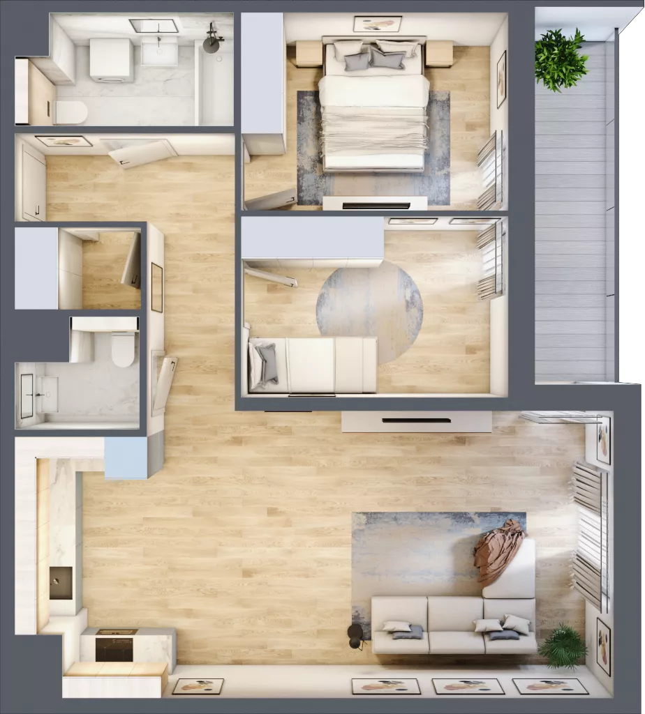 3 pokoje, mieszkanie 70,02 m², piętro 6, oferta nr 2C.6.125, Nowa Francuska IIA, Katowice, Osiedle Paderewskiego-Muchowiec, Muchowiec, ul. Szybowcowa