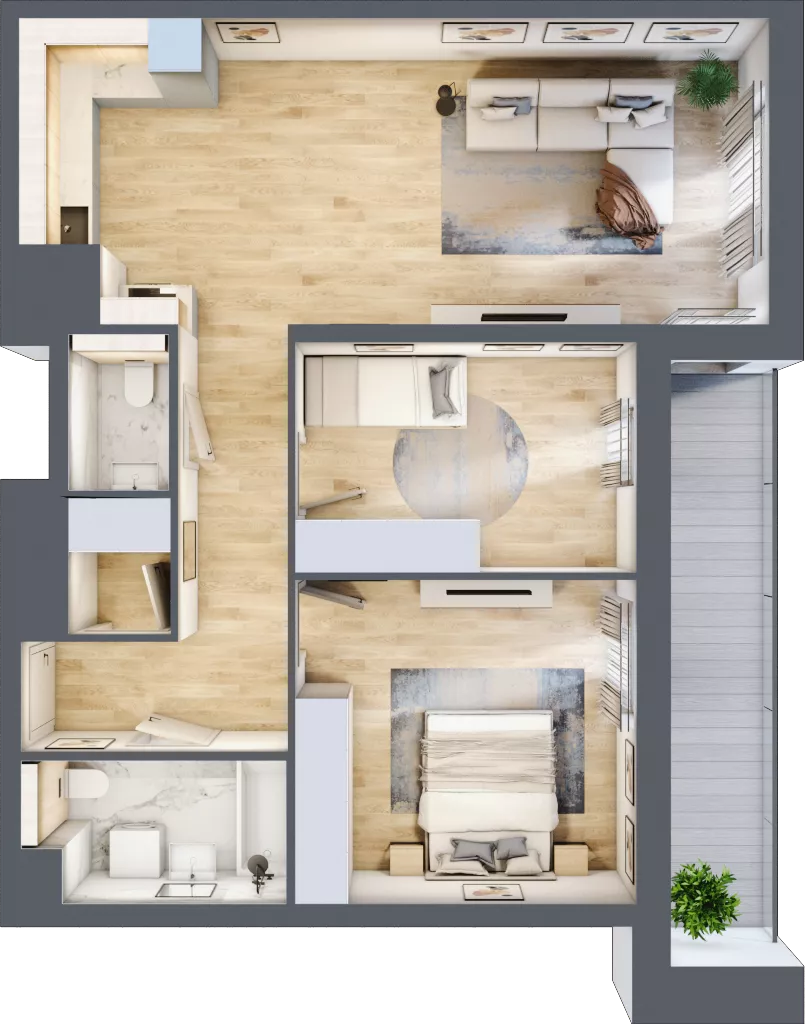 3 pokoje, mieszkanie 69,28 m², piętro 6, oferta nr 2C.6.126, Nowa Francuska IIA, Katowice, Osiedle Paderewskiego-Muchowiec, Muchowiec, ul. Szybowcowa