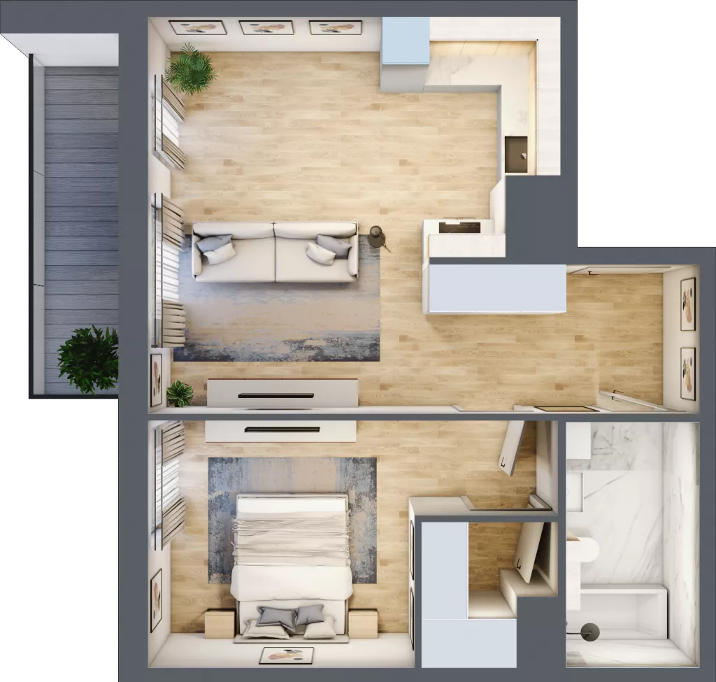 2 pokoje, mieszkanie 49,75 m², piętro 7, oferta nr 2C.7.128, Nowa Francuska IIA, Katowice, Osiedle Paderewskiego-Muchowiec, Muchowiec, ul. Szybowcowa