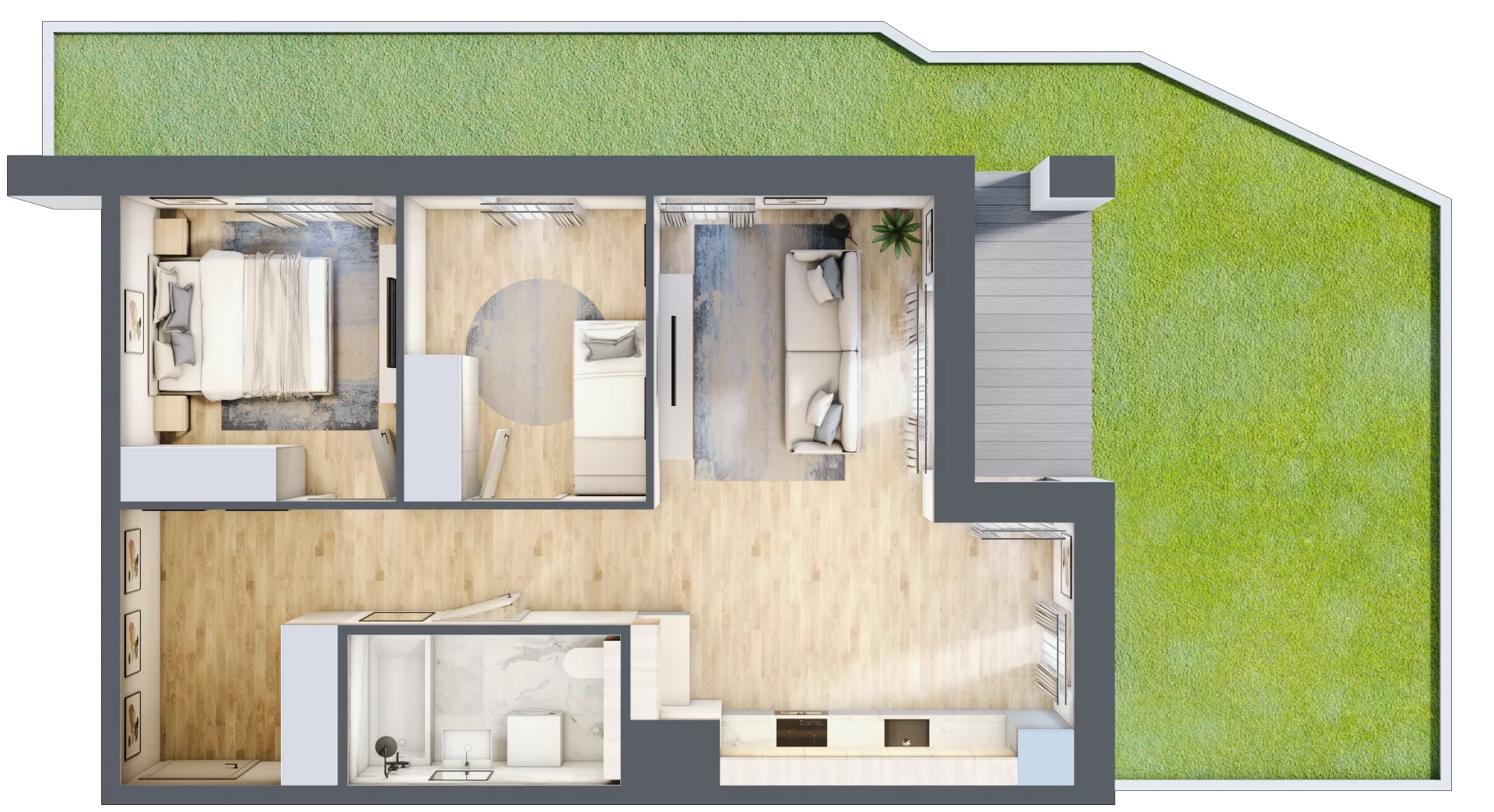 3 pokoje, mieszkanie 56,69 m², parter, oferta nr 3B.0.54, Nowa Francuska IIA, Katowice, Osiedle Paderewskiego-Muchowiec, Muchowiec, ul. Szybowcowa