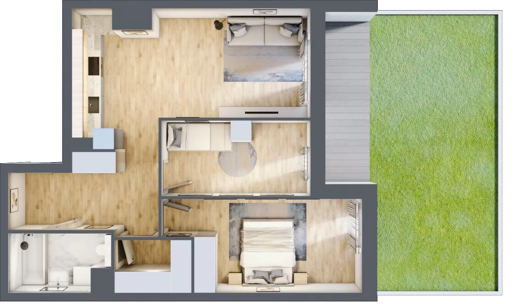 3 pokoje, mieszkanie 63,53 m², parter, oferta nr 3B.0.58, Nowa Francuska IIA, Katowice, Osiedle Paderewskiego-Muchowiec, Muchowiec, ul. Szybowcowa