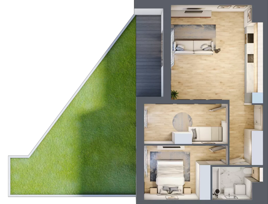3 pokoje, mieszkanie 60,05 m², parter, oferta nr 3B.0.61, Nowa Francuska IIA, Katowice, Osiedle Paderewskiego-Muchowiec, Muchowiec, ul. Szybowcowa