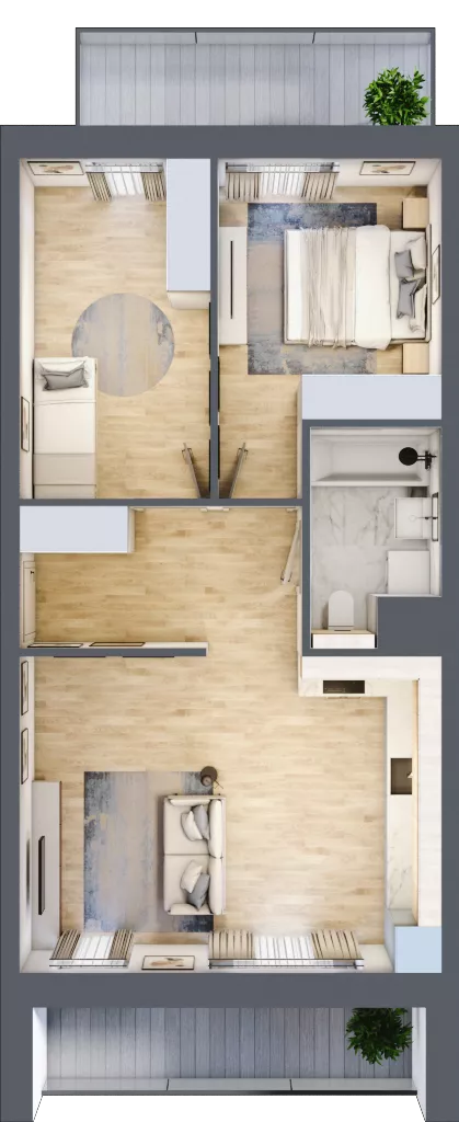 3 pokoje, mieszkanie 55,83 m², piętro 1, oferta nr 3C.1.127, Nowa Francuska IIA, Katowice, Osiedle Paderewskiego-Muchowiec, Muchowiec, ul. Szybowcowa