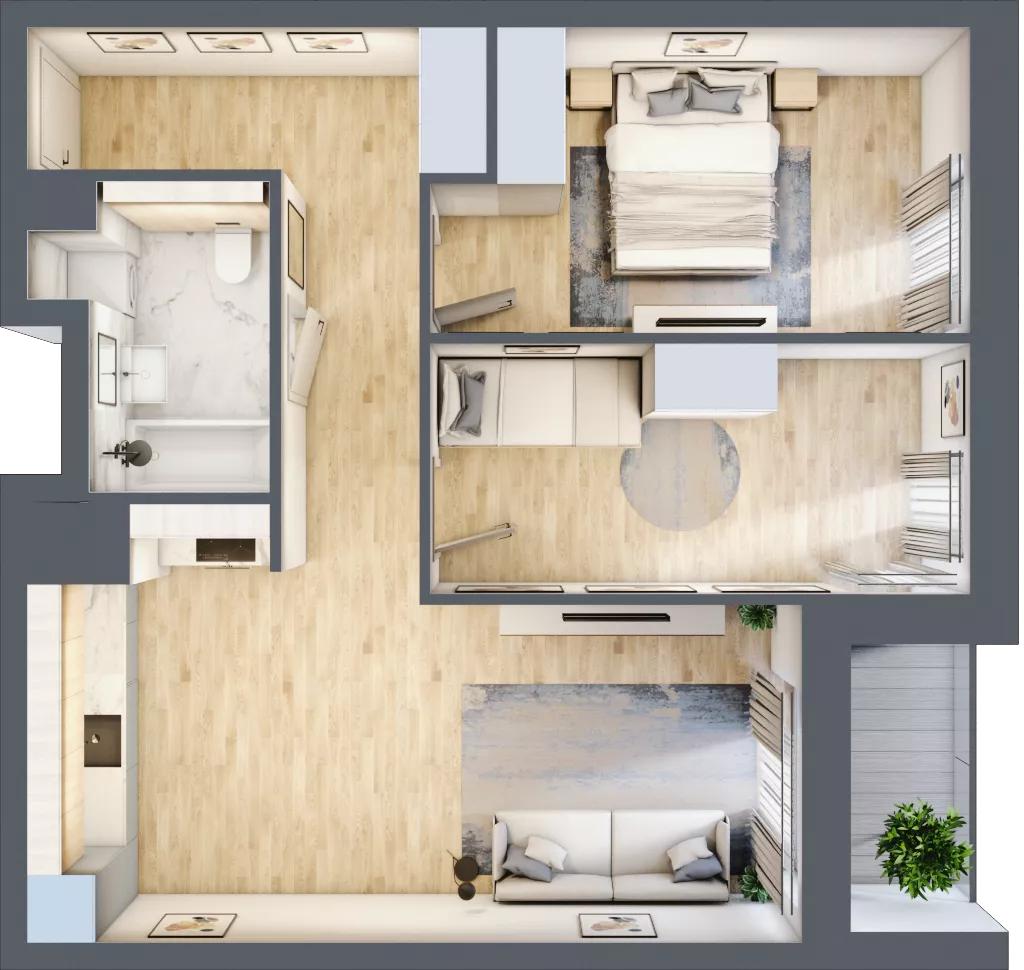 3 pokoje, mieszkanie 59,68 m², piętro 2, oferta nr 3A.2.17, Nowa Francuska IIA, Katowice, Osiedle Paderewskiego-Muchowiec, Muchowiec, ul. Szybowcowa