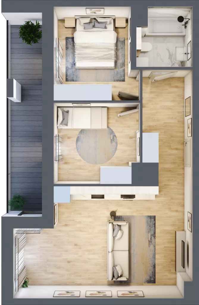 3 pokoje, mieszkanie 55,76 m², piętro 2, oferta nr 3A.2.20, Nowa Francuska IIA, Katowice, Osiedle Paderewskiego-Muchowiec, Muchowiec, ul. Szybowcowa