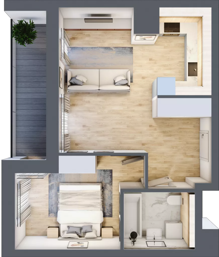 2 pokoje, mieszkanie 42,38 m², piętro 2, oferta nr 3B.2.76, Nowa Francuska IIA, Katowice, Osiedle Paderewskiego-Muchowiec, Muchowiec, ul. Szybowcowa