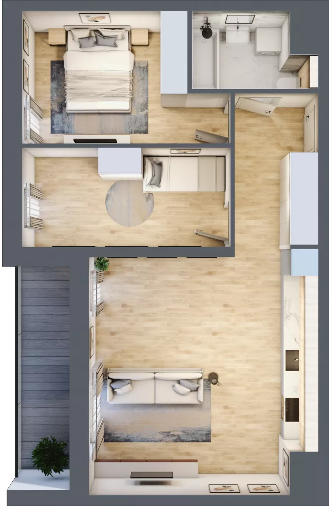 3 pokoje, mieszkanie 59,97 m², piętro 2, oferta nr 3B.2.77, Nowa Francuska IIA, Katowice, Osiedle Paderewskiego-Muchowiec, Muchowiec, ul. Szybowcowa