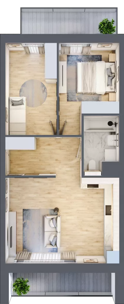 3 pokoje, mieszkanie 55,83 m², piętro 2, oferta nr 3C.2.130, Nowa Francuska IIA, Katowice, Osiedle Paderewskiego-Muchowiec, Muchowiec, ul. Szybowcowa