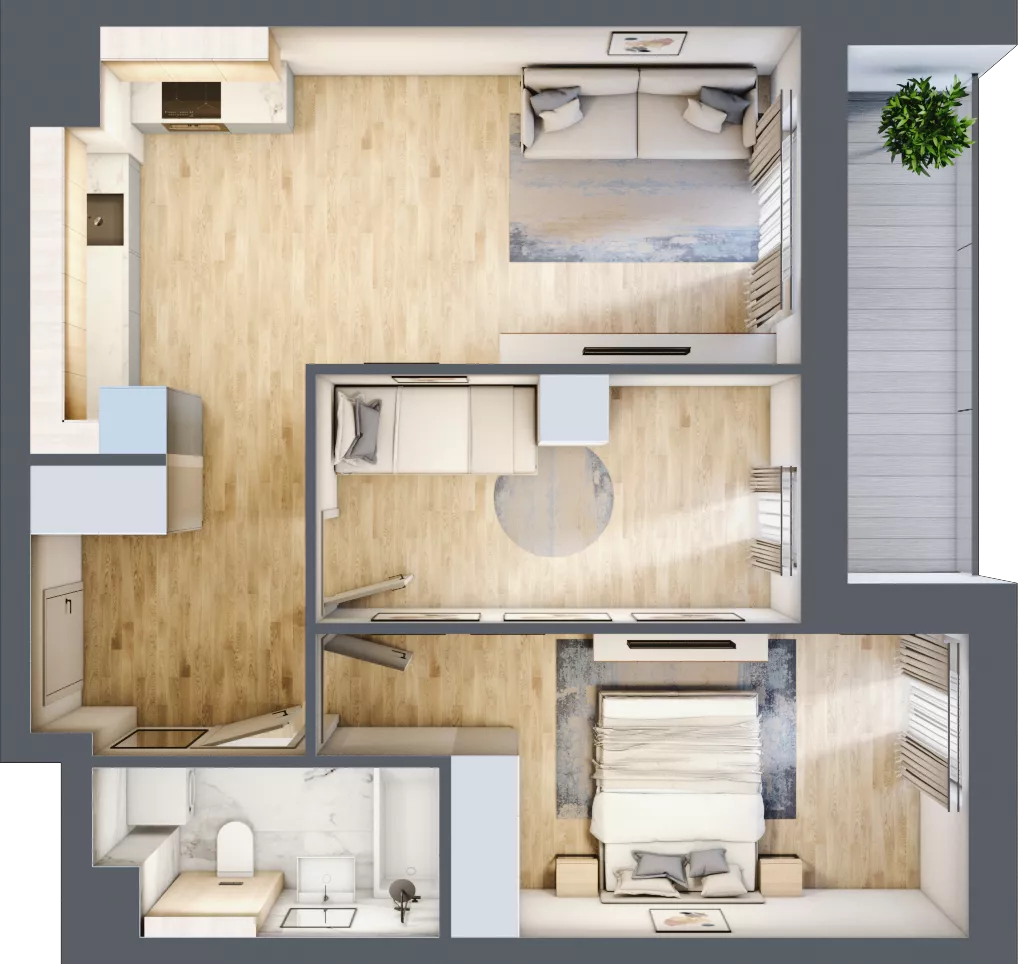 3 pokoje, mieszkanie 56,54 m², piętro 3, oferta nr 3A.3.23, Nowa Francuska IIA, Katowice, Osiedle Paderewskiego-Muchowiec, Muchowiec, ul. Szybowcowa