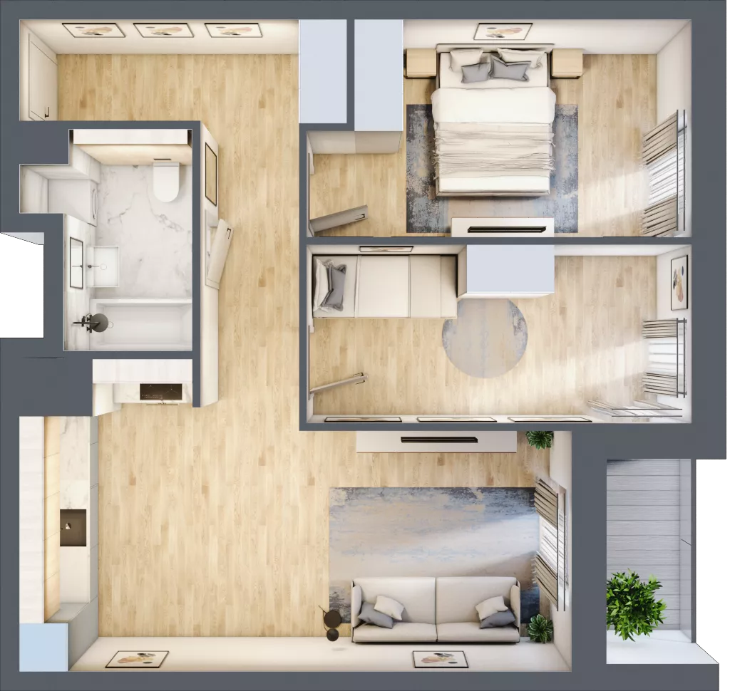 3 pokoje, mieszkanie 59,68 m², piętro 3, oferta nr 3A.3.24, Nowa Francuska IIA, Katowice, Osiedle Paderewskiego-Muchowiec, Muchowiec, ul. Szybowcowa