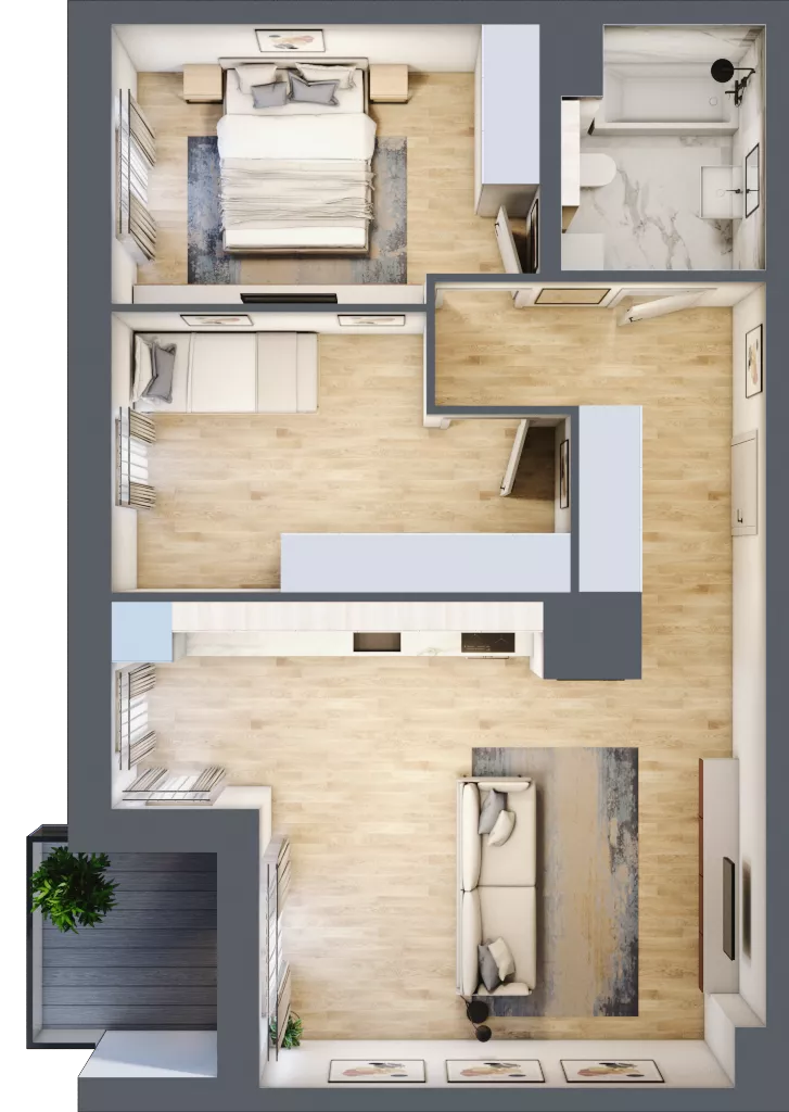 3 pokoje, mieszkanie 63,39 m², piętro 3, oferta nr 3A.3.27, Nowa Francuska IIA, Katowice, Osiedle Paderewskiego-Muchowiec, Muchowiec, ul. Szybowcowa