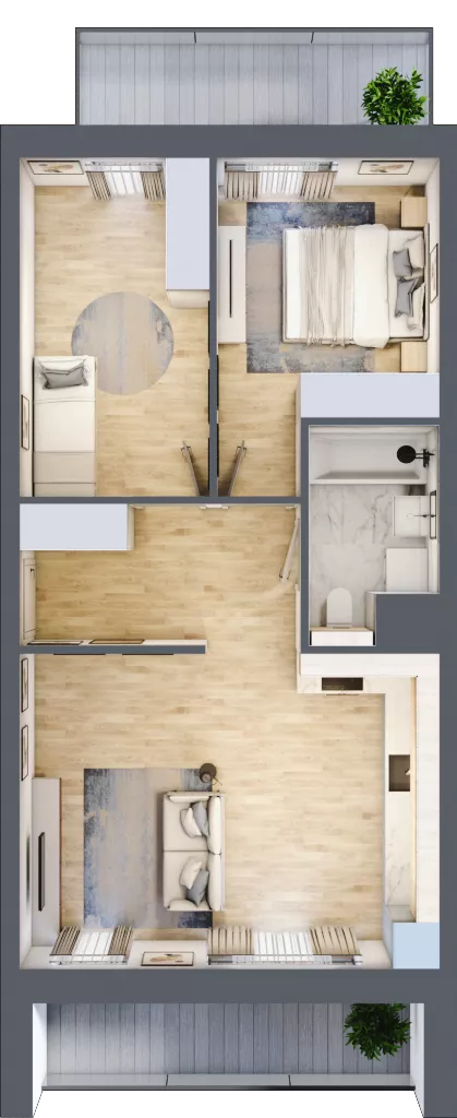 3 pokoje, mieszkanie 55,83 m², piętro 3, oferta nr 3C.3.133, Nowa Francuska IIA, Katowice, Osiedle Paderewskiego-Muchowiec, Muchowiec, ul. Szybowcowa