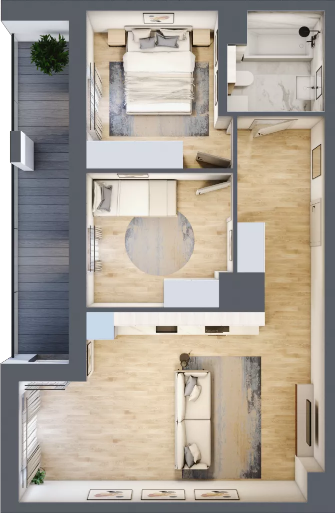 3 pokoje, mieszkanie 57,60 m², piętro 4, oferta nr 3A.4.34, Nowa Francuska IIA, Katowice, Osiedle Paderewskiego-Muchowiec, Muchowiec, ul. Szybowcowa