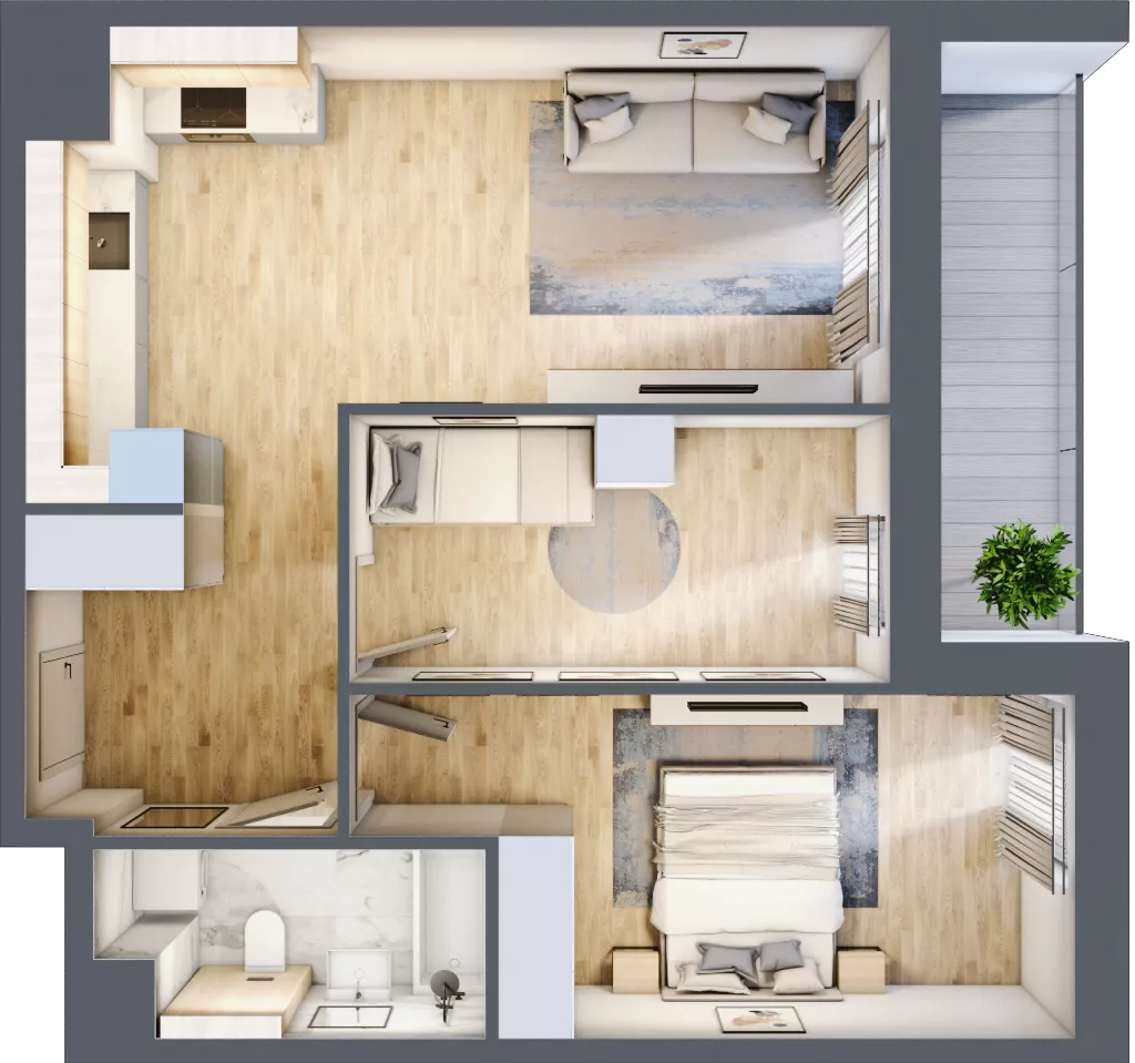 3 pokoje, mieszkanie 57,71 m², piętro 4, oferta nr 3B.4.88, Nowa Francuska IIA, Katowice, Osiedle Paderewskiego-Muchowiec, Muchowiec, ul. Szybowcowa