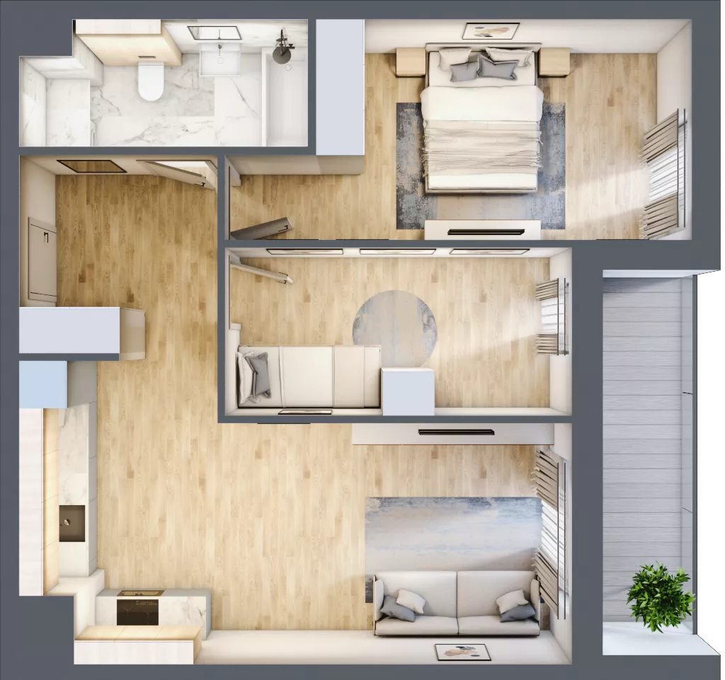 3 pokoje, mieszkanie 58,66 m², piętro 4, oferta nr 3B.4.89, Nowa Francuska IIA, Katowice, Osiedle Paderewskiego-Muchowiec, Muchowiec, ul. Szybowcowa