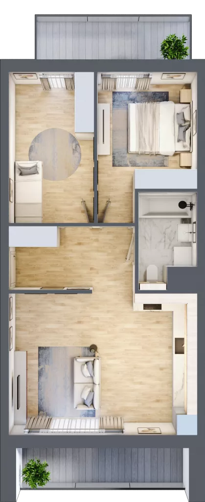 3 pokoje, mieszkanie 56,87 m², piętro 4, oferta nr 3C.4.136, Nowa Francuska IIA, Katowice, Osiedle Paderewskiego-Muchowiec, Muchowiec, ul. Szybowcowa