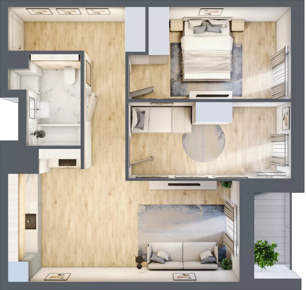 3 pokoje, mieszkanie 61,15 m², piętro 5, oferta nr 3A.5.38, Nowa Francuska IIA, Katowice, Osiedle Paderewskiego-Muchowiec, Muchowiec, ul. Szybowcowa