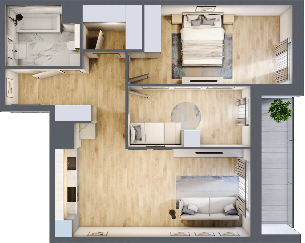3 pokoje, mieszkanie 65,60 m², piętro 6, oferta nr 3A.6.43, Nowa Francuska IIA, Katowice, Osiedle Paderewskiego-Muchowiec, Muchowiec, ul. Szybowcowa