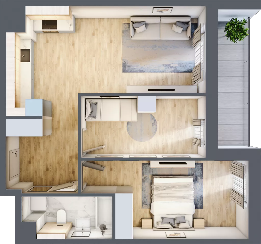 3 pokoje, mieszkanie 57,70 m², piętro 6, oferta nr 3A.6.44, Nowa Francuska IIA, Katowice, Osiedle Paderewskiego-Muchowiec, Muchowiec, ul. Szybowcowa