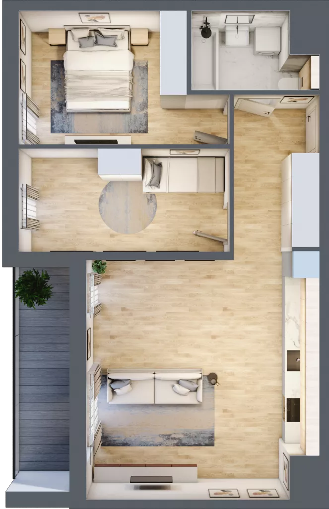 3 pokoje, mieszkanie 61,56 m², piętro 6, oferta nr 3B.6.109, Nowa Francuska IIA, Katowice, Osiedle Paderewskiego-Muchowiec, Muchowiec, ul. Szybowcowa