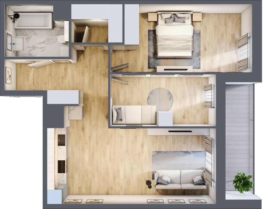 3 pokoje, mieszkanie 65,60 m², piętro 7, oferta nr 3A.7.50, Nowa Francuska IIA, Katowice, Osiedle Paderewskiego-Muchowiec, Muchowiec, ul. Szybowcowa
