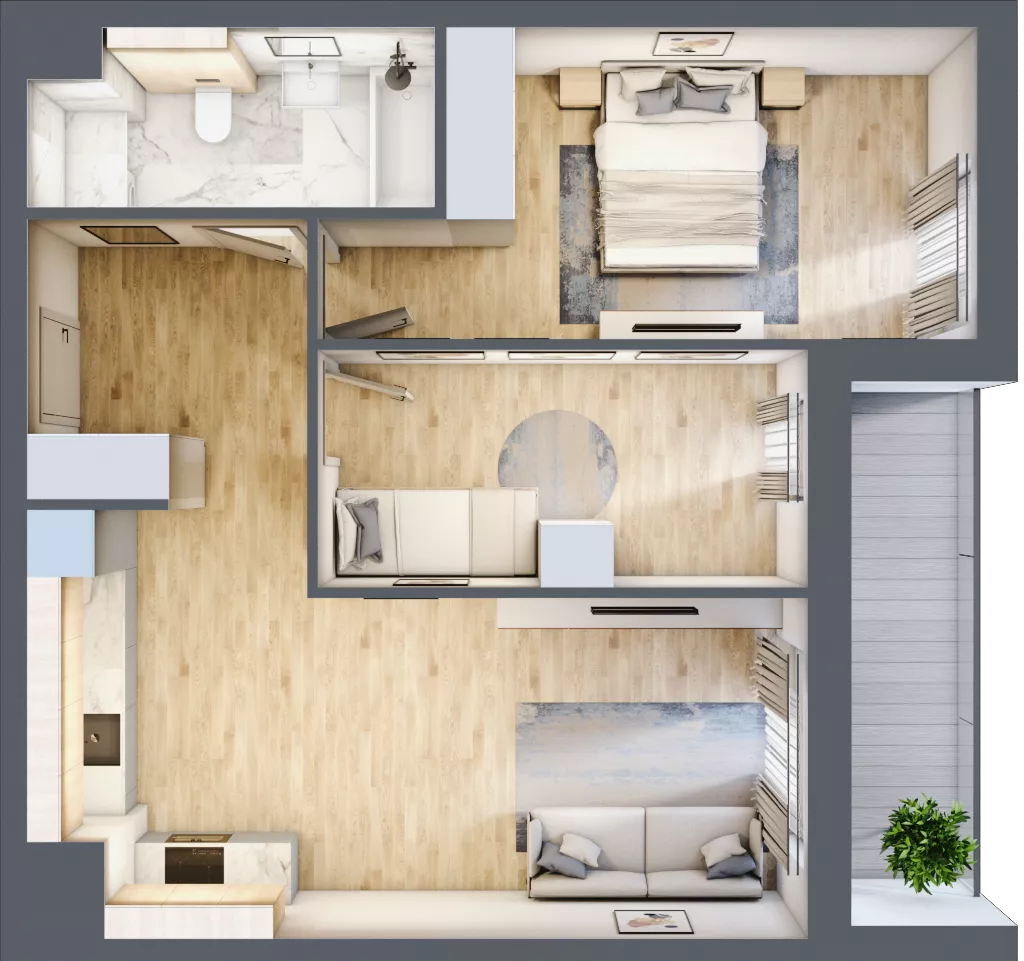 3 pokoje, mieszkanie 58,79 m², piętro 7, oferta nr 3B.7.113, Nowa Francuska IIA, Katowice, Osiedle Paderewskiego-Muchowiec, Muchowiec, ul. Szybowcowa