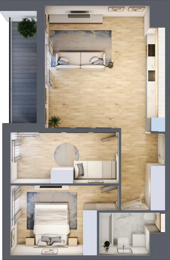 3 pokoje, mieszkanie 61,57 m², piętro 7, oferta nr 3B.7.117, Nowa Francuska IIA, Katowice, Osiedle Paderewskiego-Muchowiec, Muchowiec, ul. Szybowcowa