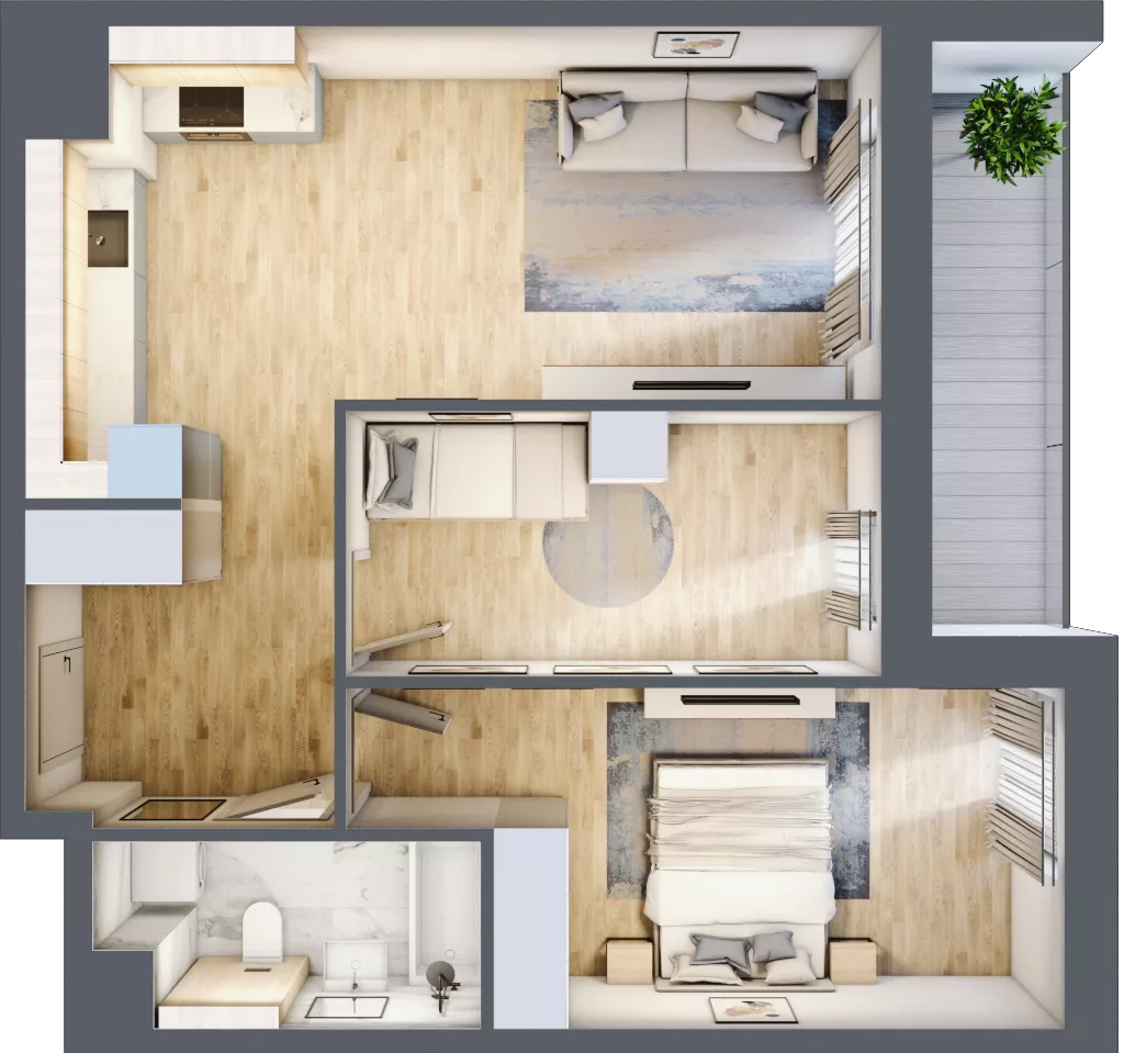 3 pokoje, mieszkanie 57,84 m², piętro 8, oferta nr 3B.8.119, Nowa Francuska IIA, Katowice, Osiedle Paderewskiego-Muchowiec, Muchowiec, ul. Szybowcowa